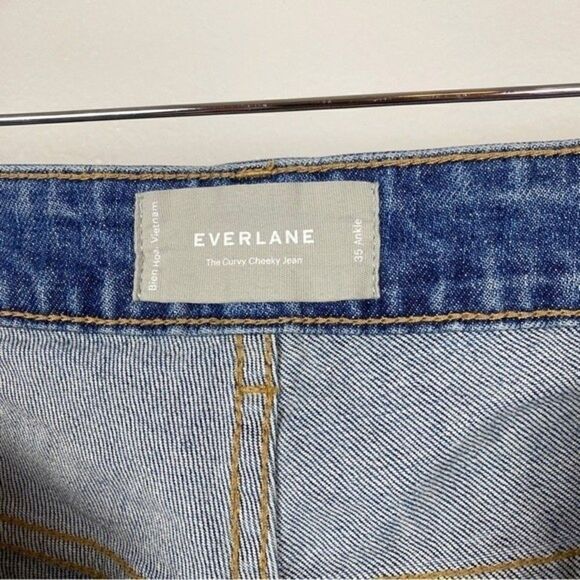 Everlane Plus Curvy Cheeky Straight Leg High Rise Jeans Raw Hem Size 35 NWOT - Picture 10 of 11